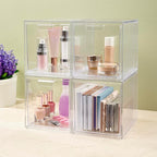 STORi Audrey Stackable Bin Clear Plastic Organizer Drawers | 2 Piece Set | Organize Cosmetics and Beauty Supplies on a Vanity