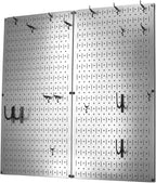 Wall Control Kitchen Pegboard Organizer Pots and Pans Storage Rack Organization Kit with Metallic Silver Pegboard and Black A