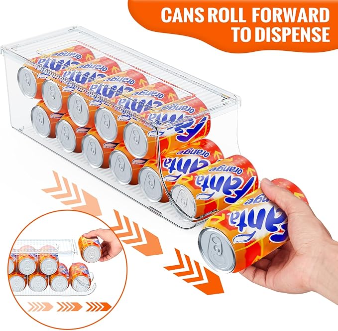 2 Pack Standard Can Organizer & 2 Pack Tall Can Organizer for Refrigerator