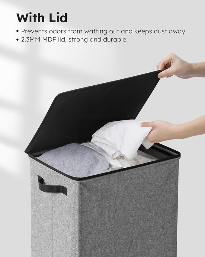 SOLEDI Laundry Hamper with Lid 90L Large & Tall Collapsible Laundry Basket, Clothes Hamper with Bag Removable Easy to Carry, 