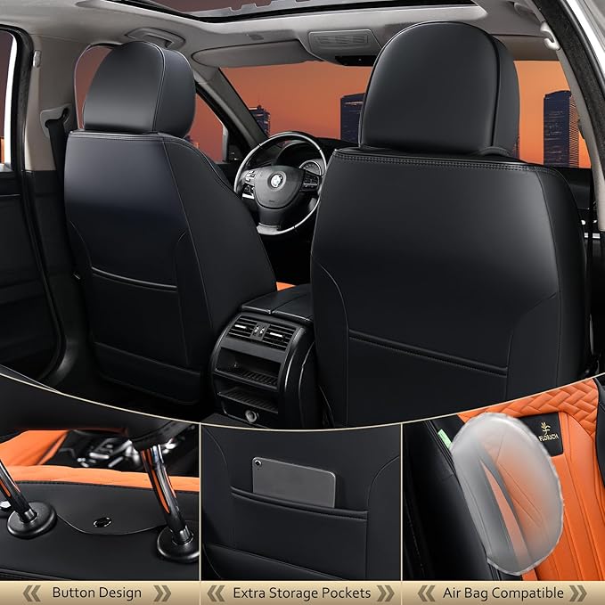 FLORICH Leather Seat Covers, Car Seat Covers Full Set, Car Seat Protectors 5 Seats, Automotive Seat Covers Driver Seat Covers