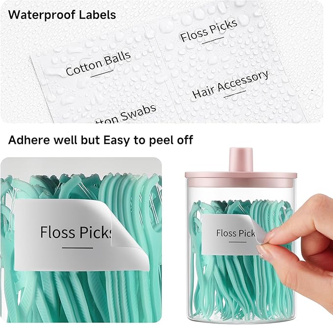 TIPGO Glass Qtip Holder Dispenser for Bathroom - 10 oz Clear Canister Apothecary Jar for Cotton Swabs, Balls, Pads, Floss Pic