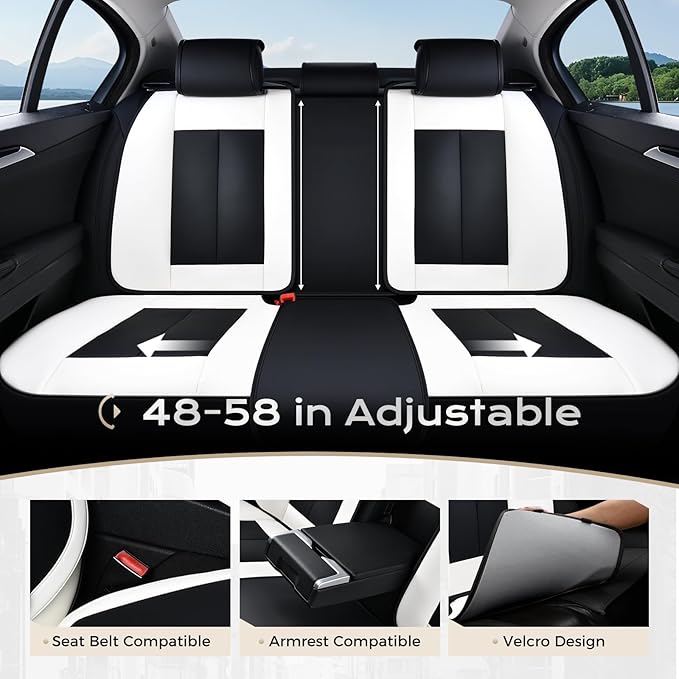 Coverado Seat Covers, Car Seat Covers Full Set, Leather Seat Covers for Cars, Car Seat Protector, Black Car Seat Covers Front