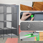 PLKO Portable Closet, Wardrobe Closet Organizer,Portable Clothes Closet Rolling Door Wardrobe with Grey Oxford Fabric Cover f