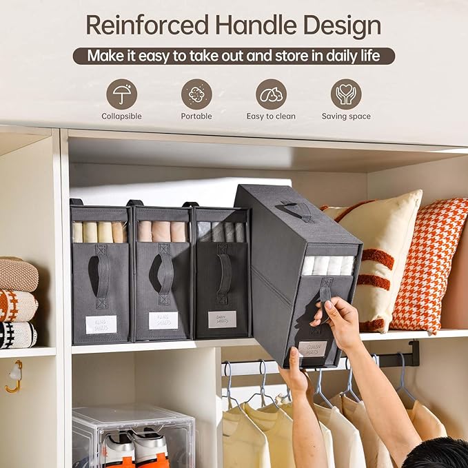 Bed Sheet Organizers and Storage,8 Pack Linen Closet Organizers and Storage, Foldable Bedding Storage for Bedsheets,