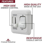 12 Volt DC Dimmer Switch for LED, Halogen, Incandescent - RV, Auto, Truck, Marine, and Strip Lighting (Large Slider, White)