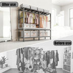 Freestanding Heavy Duty Wardrobe Closet with Magnetic Door, Portable Metal Closets, Foldable Wardrobecloset Organizers and St