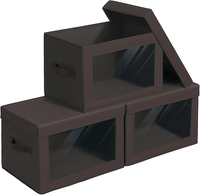 Homsorout Stackable Storage Bins with Lids - Large Storage Box with Lids, Foldable Closet Boxes for Organizing, Wardrobe Clot