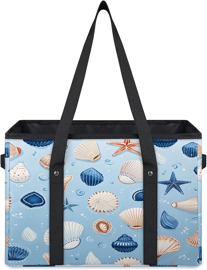 Reusable Grocery Bags Heavy Duty Shopping Bags Foldable Large Tote Bags with Long Handles & Hard Bottom