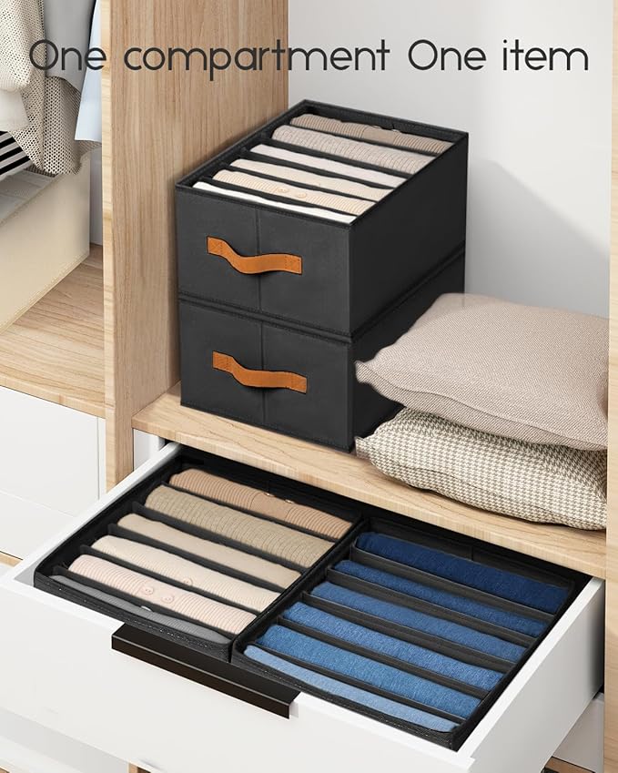Homsorout Closet Organizers and Storage - Fabric Clothes Organizer with Handles, Foldable Jeans Organizer for Clothes, Drawer