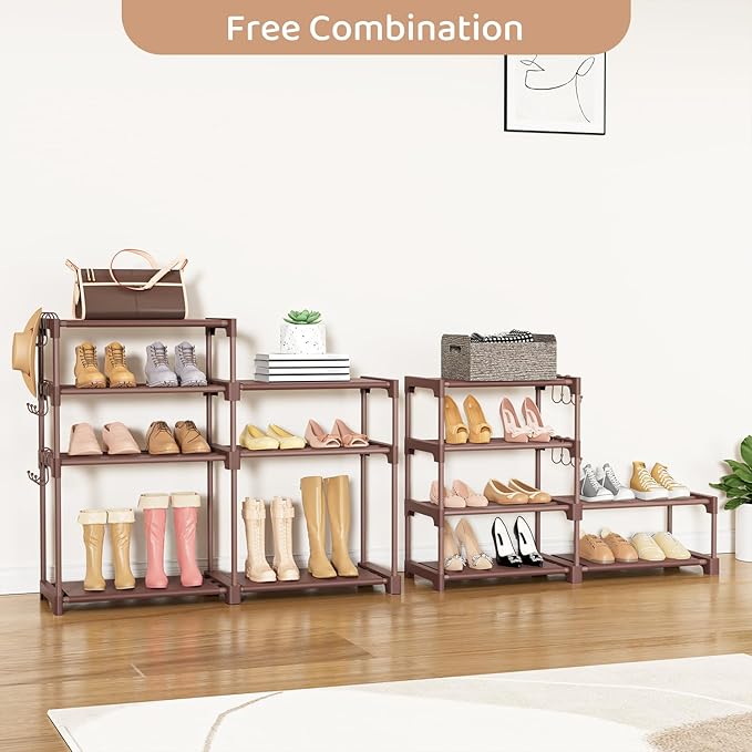 ROJASOP Shoe Rack Organizer, 8-Tier Metal Shoe Rack for Closet Entryway Garage, 26-32 Pairs Tall Shoe Boot Storage Shelf with