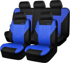 CAR PASS Car Seat Covers Full Sets, Front & Split Rear Bench for Car, 3D Tyre Embossed Automotive Interior Covers, Airbag Com