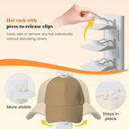 YOUDENOVA 2 Pack Hat Organizer for Baseball Caps, Adhesive or Screw-Mounted Hat Rack Holds 40 Hats, Hat Storage Display for W