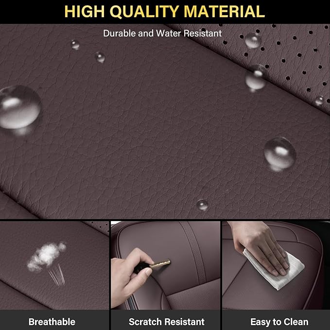 Coverado Silverado Seat Covers Full Set, Faux Leather Car Seat Covers Fit for Chevy Silverado GMC Sierra 2007-2013 & 2019-202