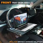 2 in 1 Car Steering Wheel Desk - Tray for Laptop Car Mount with Pen Holder, Car Food Tray with Anti-Slip Silicone Ring for Eating & Work - Portable Bag Included