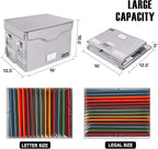 DocSafe Fireproof Document Box with Lock,File Storage Organizer with Pockets,Collapsible Portable File Box Home Office Safe F