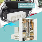 Tangkula Portable Closet Wardrobe, Foldable Clothes Organizer with Cubby Storage, Hanging Rods, Easy Assemble Clothing Storag