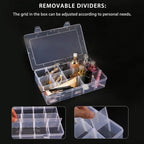 Umirokin 2 Pack 15 Grids Clear Plastic Organizer Box with Adjustable Dividers, Craft Storage Containers for Jewelry, Beads, S