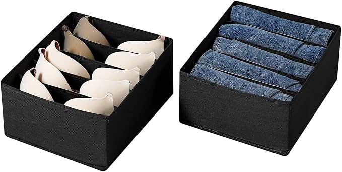Jeans Drawer Organizers for Clothing, 5 Compartment Wardrobe Storage Box, Washable Clothes Organizer for Folded Clothes, Jean