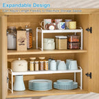 4 Pack Kitchen Cabinet Shelves Organizers, Kitchen Counter Storage Shelf Spice Rack, Expandable Length, Adjustable Height, St