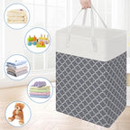 BlissTotes 3-Pack Laundry Basket, Freestanding＆Waterproof Laundry Hamper, Collapsible Tall Clothes Hamper with Easy Carry Han