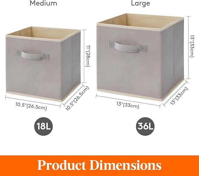 Lifewit Storage Cubes, Foldable Decorative Fabric Storage Baskets for Organizing Home Organizers with Handles for Shelves, Cl