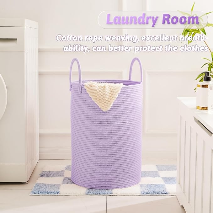 Artfeel Laundry Basket,Woven Cotton Rope Laundry Hamper,40L for Decorative Storage of Dirty Clothes,Toys and Blankets in Bath