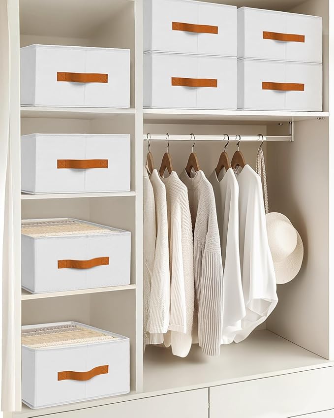 Homsorout Closet Organizers and Storage - Fabric Clothes Organizer with Handles, Foldable Jeans Organizer for Clothes, Drawer