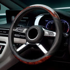 Wood Grain Steering Wheel Cover Microfiber Leather Breathable Anti Slip Universal Protector 14.5-15 inch Car Interior Accesso