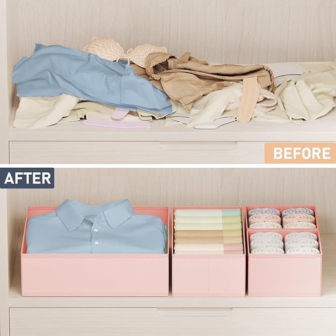 DIMJ Drawer Organizer Clothes Storage - 24 Pack Baby Dresser Organizer for Nursery, Small Fabric Closet Drawer Organizer Bins