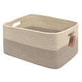 COMFY-HOMI Cotton Rope Woven Basket with Handles for Shelves,Toys,Book, Cloth Storage Baskets for Organizing-17" x 13" x 7.5"