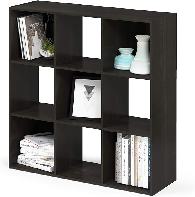 Furinno Pelli Cubic Storage Cabinet, 3x3, Espresso