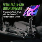 Cellet Universal Car Cup Holder Tablet Mount – Adjustable Gooseneck Stand for iPad, Galaxy, Kindle, Smartphones & More – Stable Base Fits Cup Holders 2.5"-4" for Front & Back Seat Use