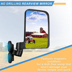Tractor Mirror Magnetic, Strong Magnetic Mirrors for Forklifts, External Reflective Strips on Mirrors, No Installation Required, 1 Pair (Right and Left)