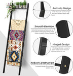 BAMBANG 6-Tier Blanket Ladder for Living Room, Blanket Quilt Ladder Rack Rustic Decorative Towel Holder, Wall Leaning Blanket