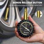 Vondior Tire Pressure Gauge with Tube (0-60 PSI), Air Pressure Gauge Certified ANSI Accurate with Large Easy to Read Glow Dial, Tire Pressure Gauge for Car Trucks Bicycle Tires