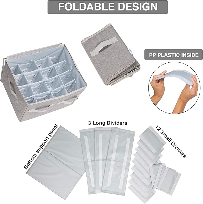 Moteph Shoe Organizer Closet Storage Solution with Clear Cover & Adjustable Dividers for Shoes, Handbags, Blankets, Linen, Cl