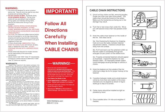 TireChain.com 215/45ZR17, 215/45-17 Cable Link Tire Chains, priced per pair.