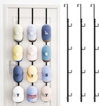 SWTYMIKI Over Door Hat Rack - 3 Packs Metal Hanging Hat Organizer with 12 Hooks Design, Baseball Cap Hanger Organizer Storage
