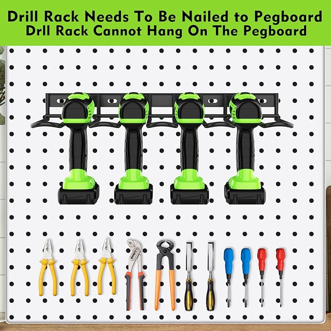 ENONCI 2 Pack Power Tool Organzier Wall Mount, Thicked Heavy Duty Drill Holder, Drill Storage Rack Organizer for Dewalt Milwa