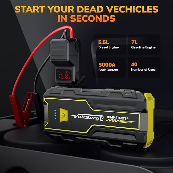 Car Jump Starter, 5000A Portable Jump Box for Cars (Engines up to 7.0L Petrol / 5.5L Diesel), 12V Battery Jumper Starter,