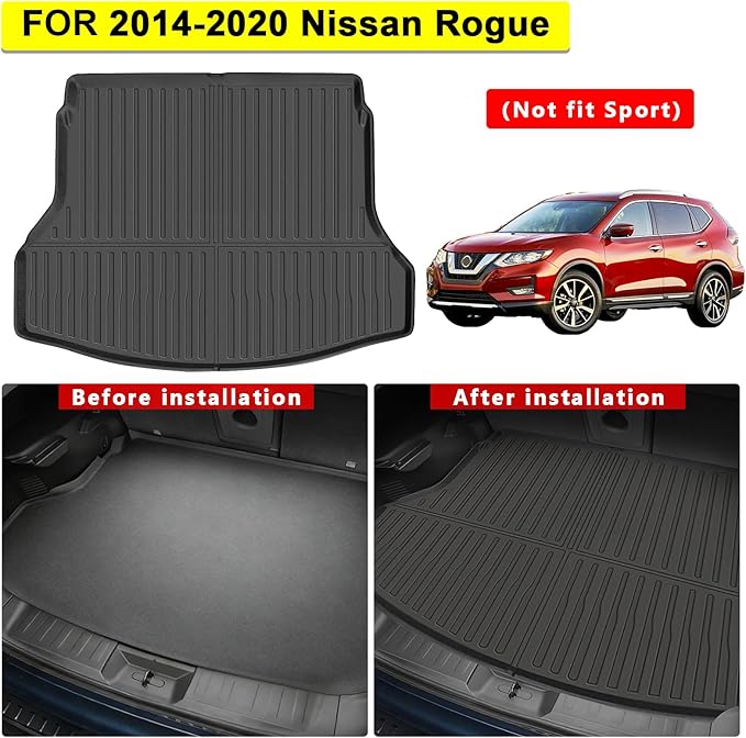 All-Weather TPE Floor Mats & Cargo Liner Set for 2014 2015 2016 2017 2018 2019 2020 Nissan Rogue (Not Fit Sport) Custom Fit Nissan Rogue Car Mats Cargo Mat Trunk Mat Accessories
