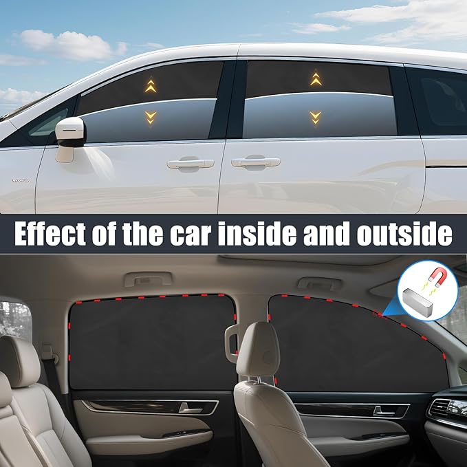 ZATOOTO Car Window Shades for Honda Odyssey 2020-2024, 4 Pcs Magnetic Car Window Covers - 100% Block Light Privacy Curtains, Side Window Sun Shade for Baby Breastfeeding, Sleeping, Camping