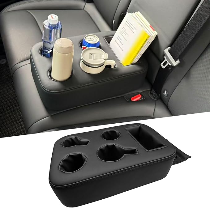 Xaido Car Back Seat Cup Holder, PU Leather Couch Sofa Bed Cup Holder Expander Tray, Boat Tray, Organizer for Trucks, Minivans