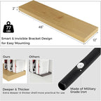 Floating Shelves for Wall, 48" W x 12" D x 2" H, 2 Pack of Long Wall Mounted Engineered Wood Shelves with Invisible Brackets 
