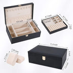 LANDICI Jewelry Box Organizer for Men Women, 2 Layer 4 Slot Watch Storage Case with Removable Tray, PU Leather Large Jeweller