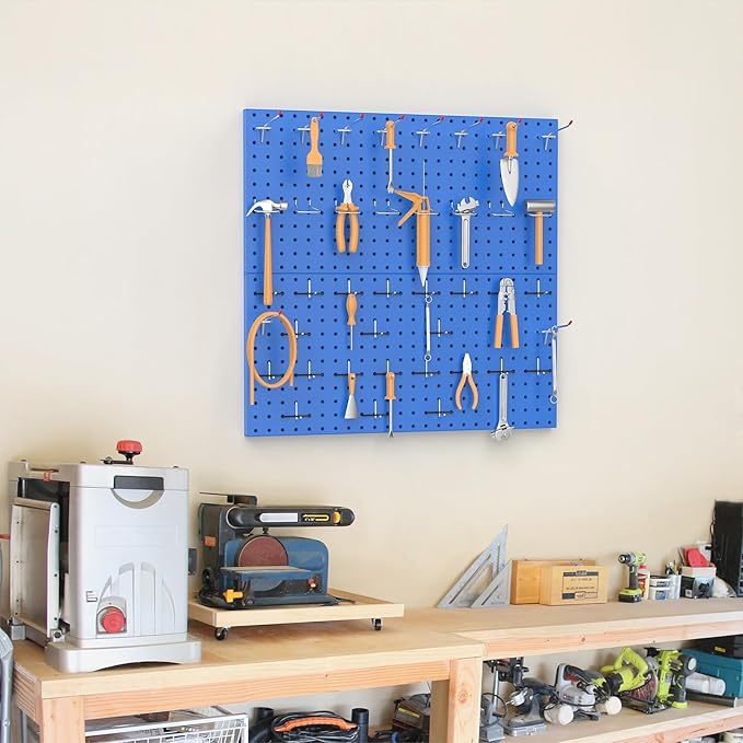 TORACK Metal Pegboard Wall Organizer 24" x 24" or 12" x 48", 70 PCS Tools Storage Pegboard for Garage Tool Organizer Pegboard