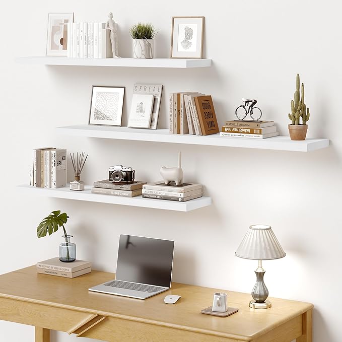 Vivelove 10 in Deep Floating Shelves for Wall, 47.2" x 10.2" x 1.5" Shelves for Room Wall Mounted, 1.5 Inch Thick Shelf for B