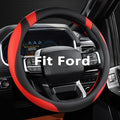 West Llama Customized Auto Car Steering Wheel Cover for Ford F-150, F-250, F-350, Expedition (Black+Red)