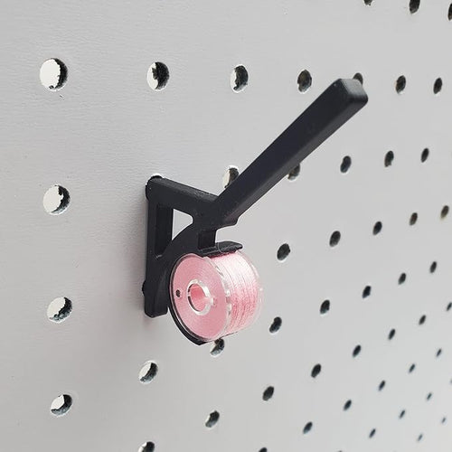 'Just Hanging Pegboards' 1/4" Pegboard Angled Thread-Bobbin Storage Hook, Compatible with 1/4" Pegboards. Sewing Organization